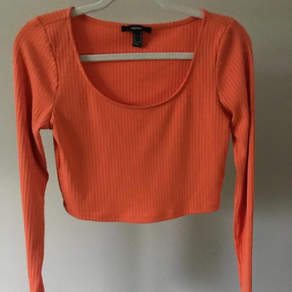 Forever21 Orange ribbed crop top